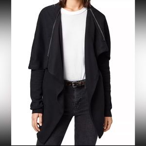ALLSAINTS Dahlia Sweatshirt Cardigan in charcoal heather